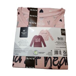 Members Mark Girls Long Sleeve Shirts - Valentines Day themed 2 Pack